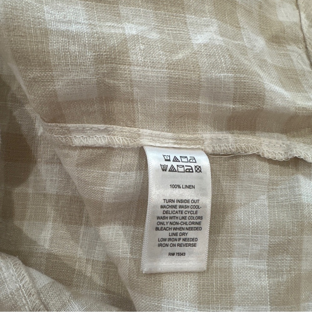 Laura Ashley NWT Women’s L Beige Gingham 100% Linen Sleeveless Button-Up Vest - Picture 5 of 5